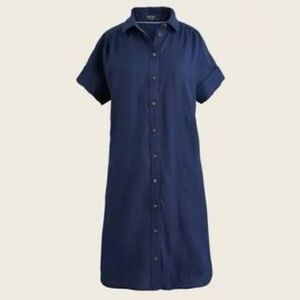 XXS J. Crew Relaxed-fit linen shirtdress navy blue button up short sleeve